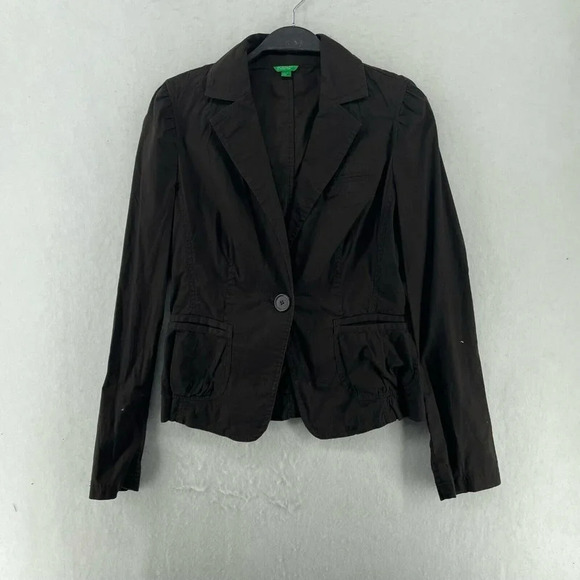 United Colors of Benetton Blazer Women's Sz 44 Brown Single Breasted Notch Lapel - Picture 1 of 12
